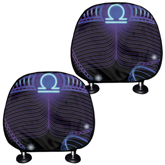 Dark Libra Zodiac Sign Print Car Headrest Covers
