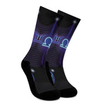 Dark Libra Zodiac Sign Print Crew Socks