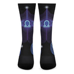 Dark Libra Zodiac Sign Print Crew Socks