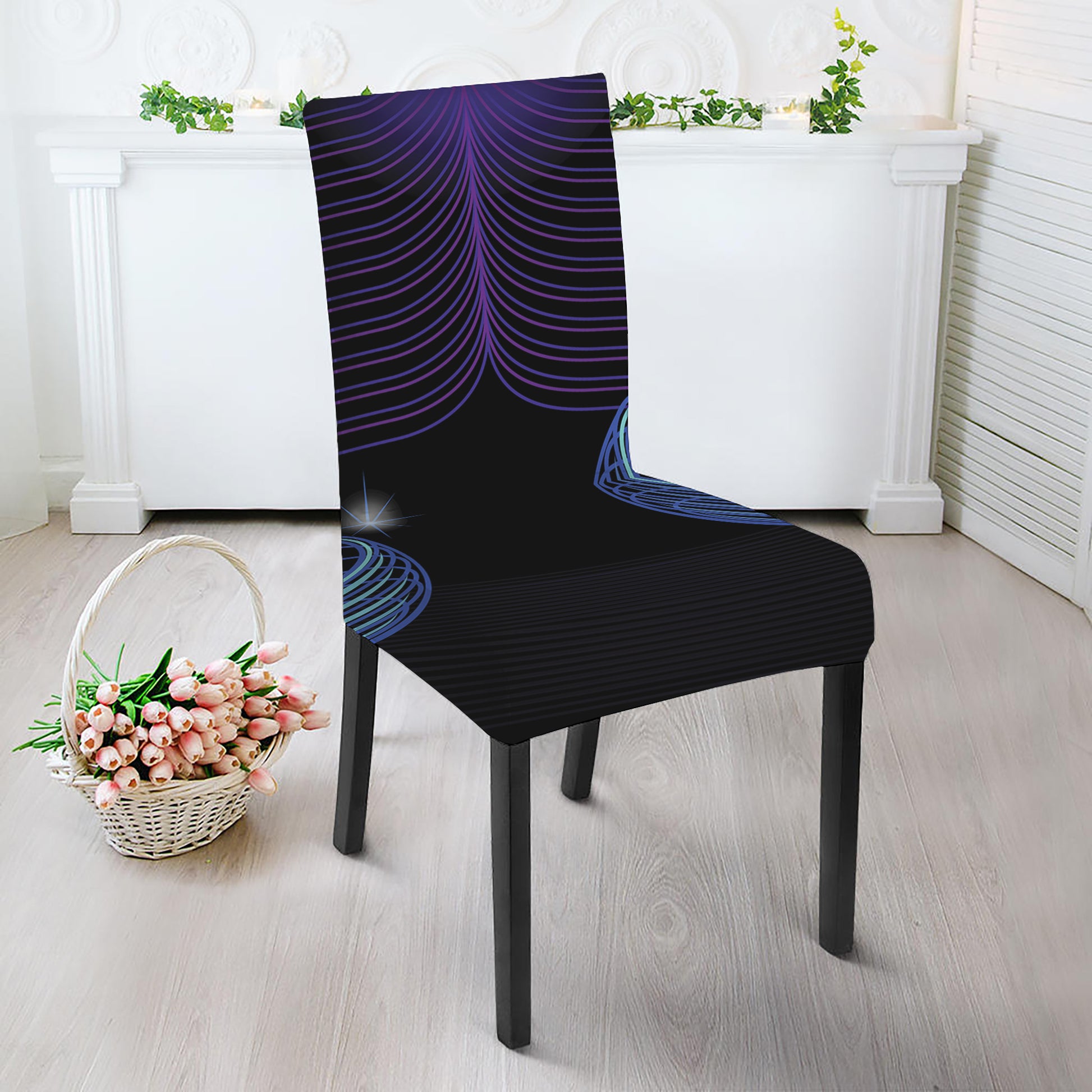 Dark Libra Zodiac Sign Print Dining Chair Slipcover