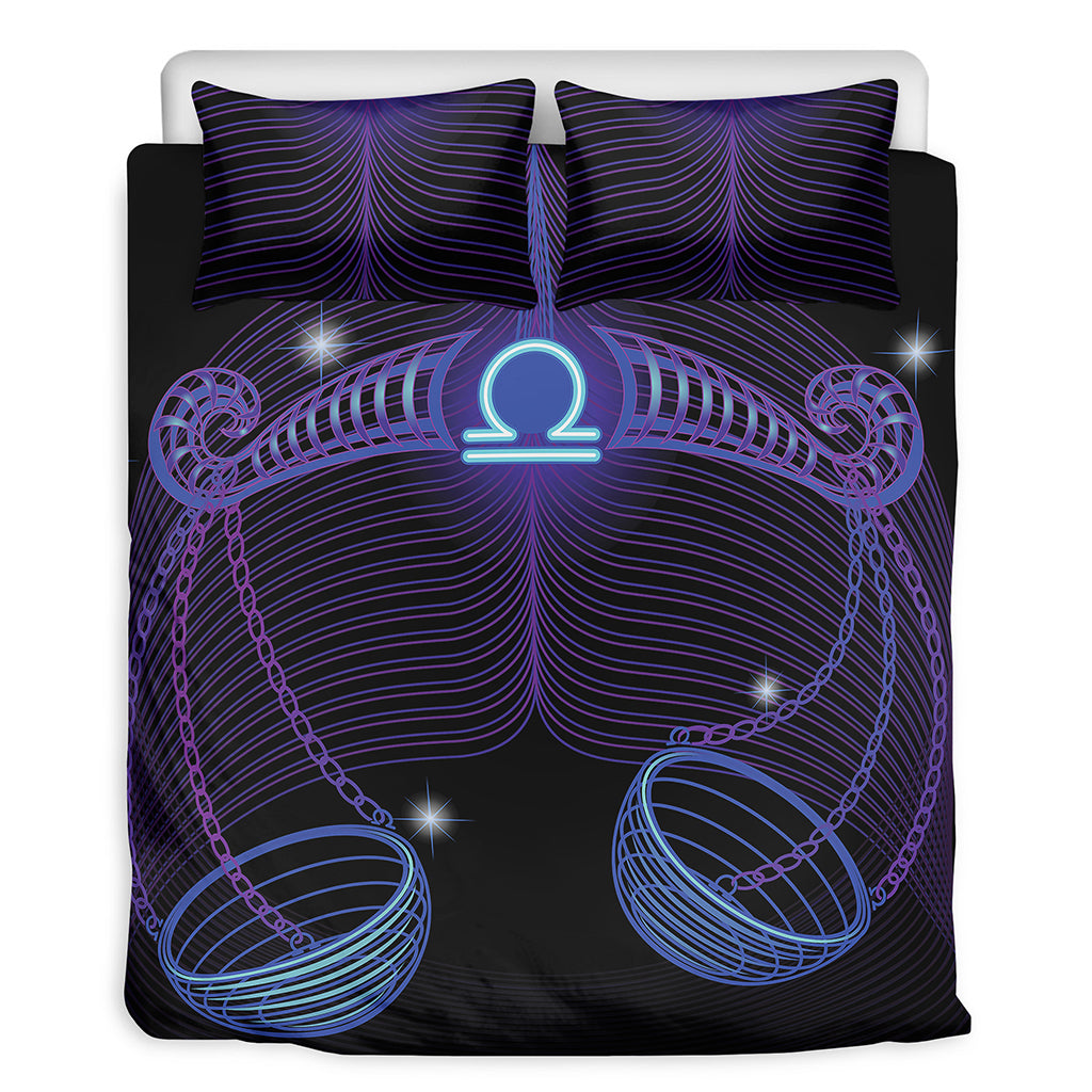 Dark Libra Zodiac Sign Print Duvet Cover Bedding Set