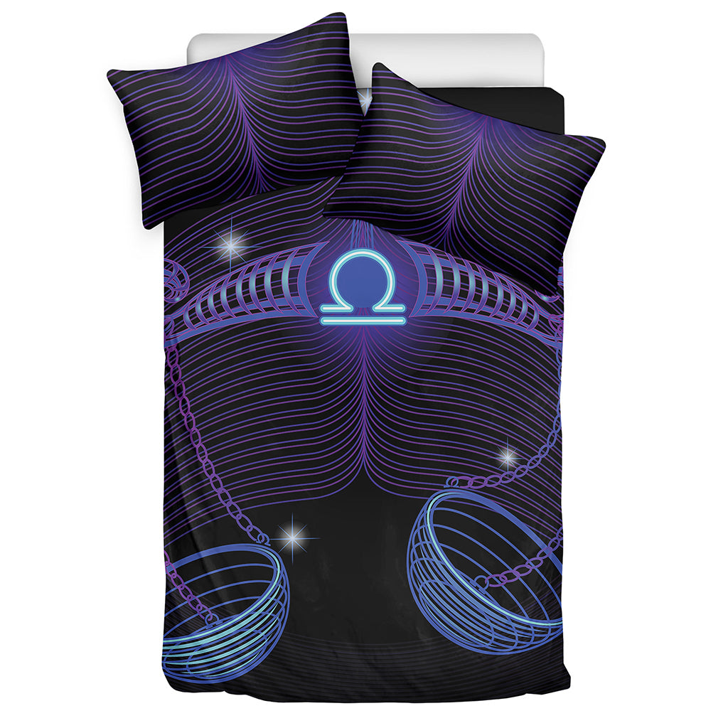 Dark Libra Zodiac Sign Print Duvet Cover Bedding Set