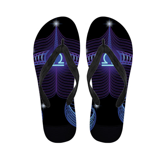 Dark Libra Zodiac Sign Print Flip Flops