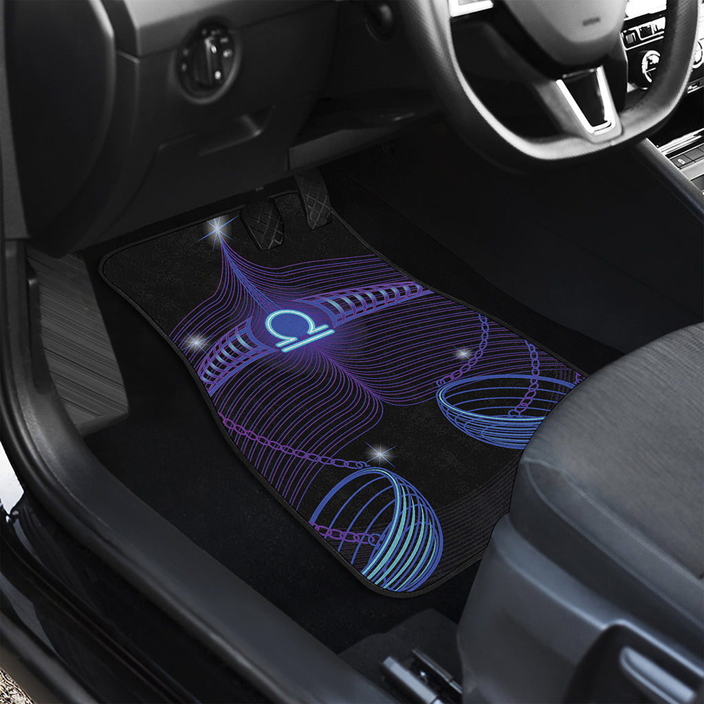 Dark Libra Zodiac Sign Print Front and Back Car Floor Mats