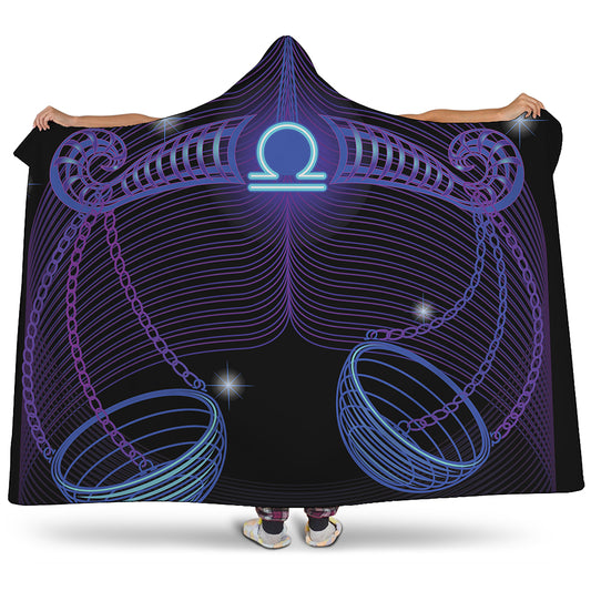 Dark Libra Zodiac Sign Print Hooded Blanket