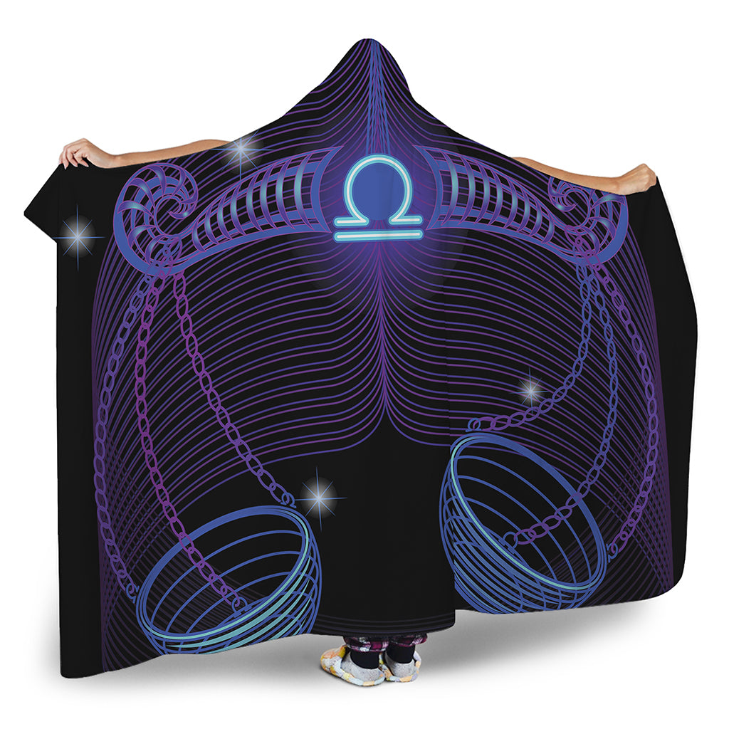 Dark Libra Zodiac Sign Print Hooded Blanket