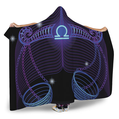 Dark Libra Zodiac Sign Print Hooded Blanket