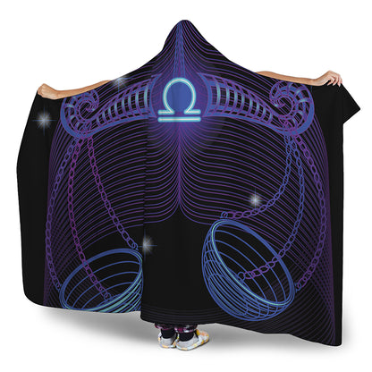 Dark Libra Zodiac Sign Print Hooded Blanket