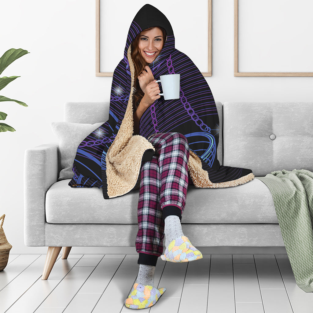 Dark Libra Zodiac Sign Print Hooded Blanket