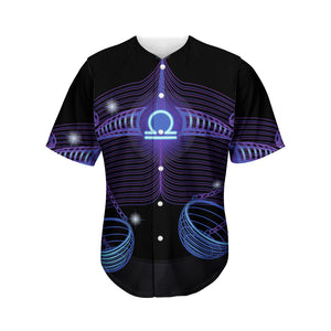 Dark Libra Zodiac Sign Print Men's Baseball Jersey