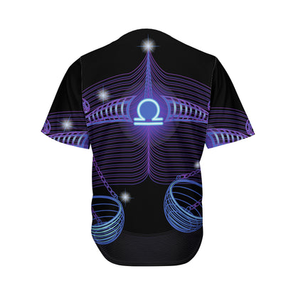 Dark Libra Zodiac Sign Print Men's Baseball Jersey