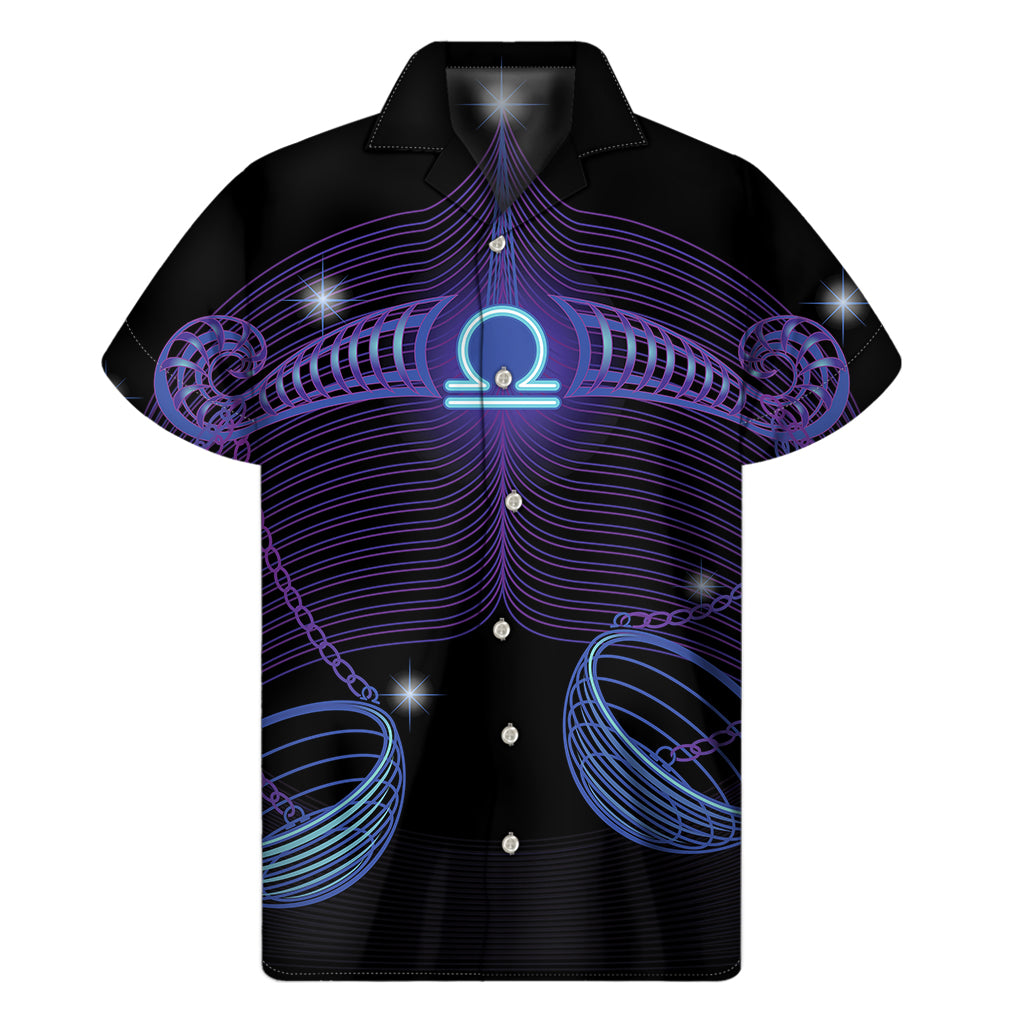 Dark Libra Zodiac Sign Print Men's Short Sleeve Shirt