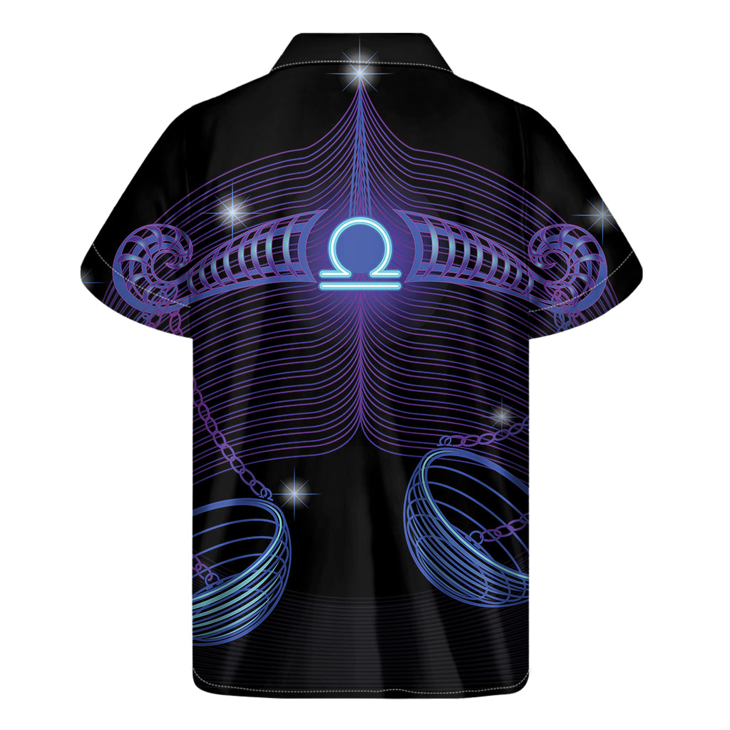 Dark Libra Zodiac Sign Print Men's Short Sleeve Shirt