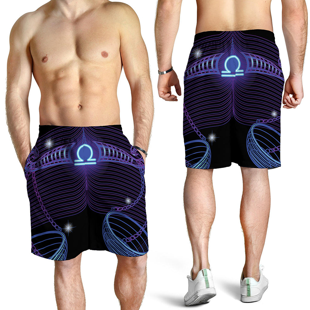 Dark Libra Zodiac Sign Print Men's Shorts