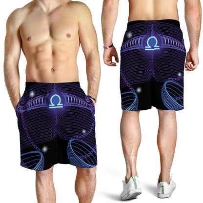 Dark Libra Zodiac Sign Print Men's Shorts