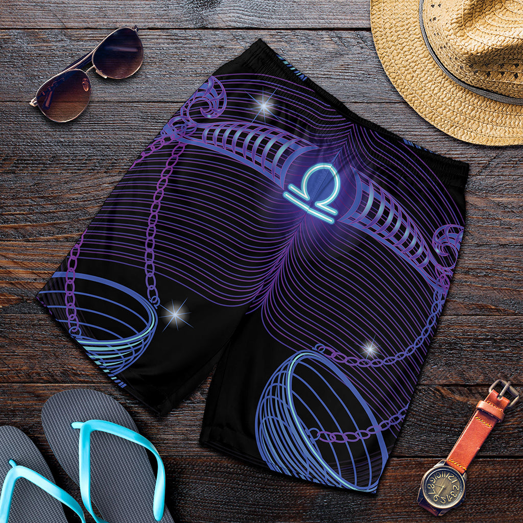 Dark Libra Zodiac Sign Print Men's Shorts