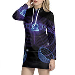 Dark Libra Zodiac Sign Print Pullover Hoodie Dress
