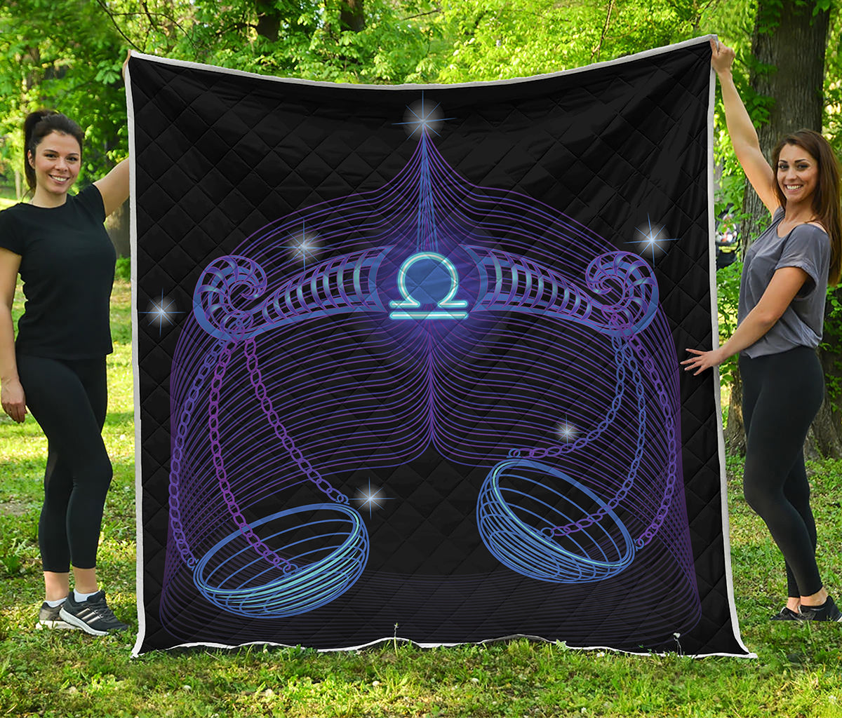 Dark Libra Zodiac Sign Print Quilt