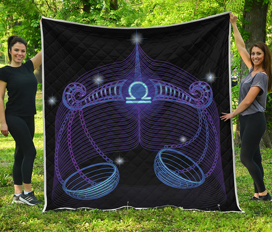 Dark Libra Zodiac Sign Print Quilt