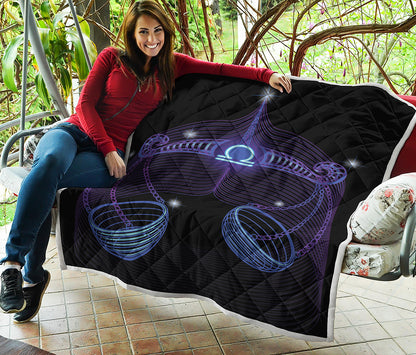 Dark Libra Zodiac Sign Print Quilt