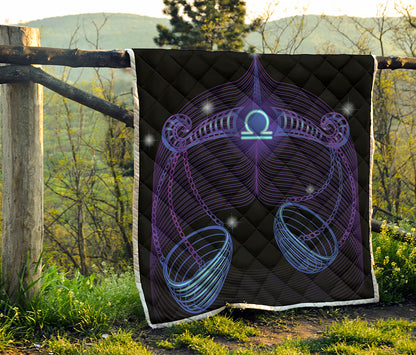 Dark Libra Zodiac Sign Print Quilt