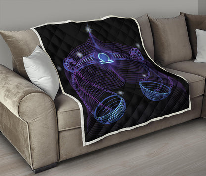 Dark Libra Zodiac Sign Print Quilt