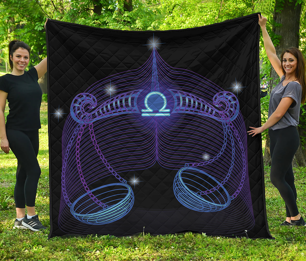 Dark Libra Zodiac Sign Print Quilt