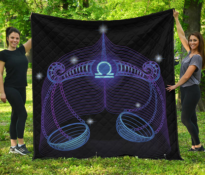 Dark Libra Zodiac Sign Print Quilt