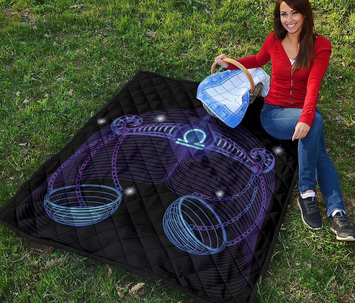 Dark Libra Zodiac Sign Print Quilt