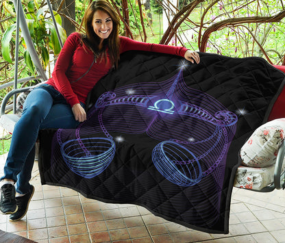Dark Libra Zodiac Sign Print Quilt