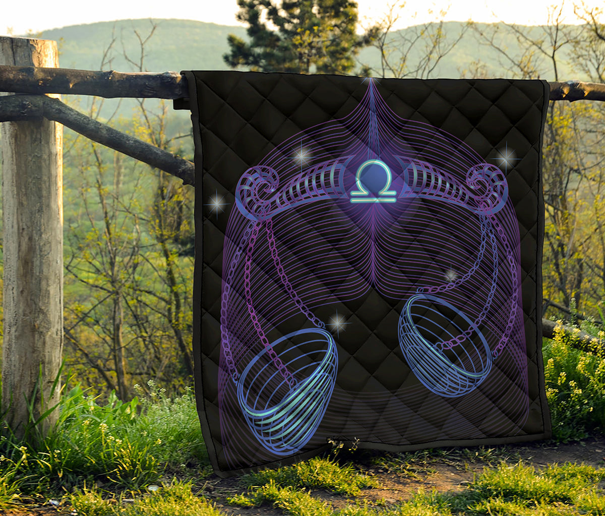 Dark Libra Zodiac Sign Print Quilt