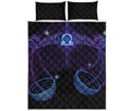 Dark Libra Zodiac Sign Print Quilt Bed Set