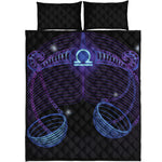 Dark Libra Zodiac Sign Print Quilt Bed Set