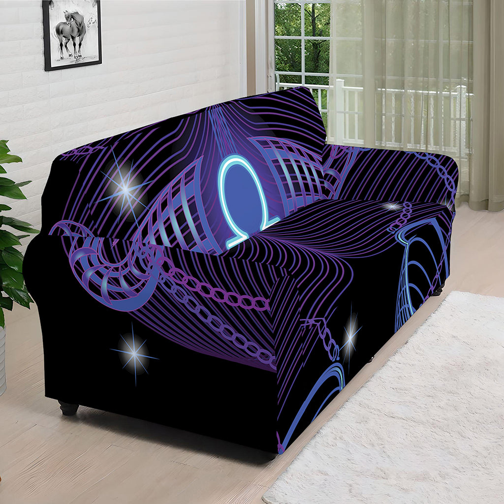 Dark Libra Zodiac Sign Print Sofa Cover
