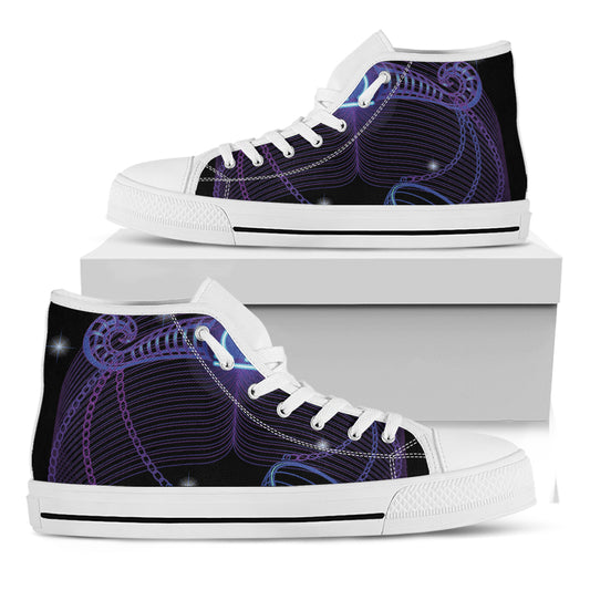 Dark Libra Zodiac Sign Print White High Top Shoes