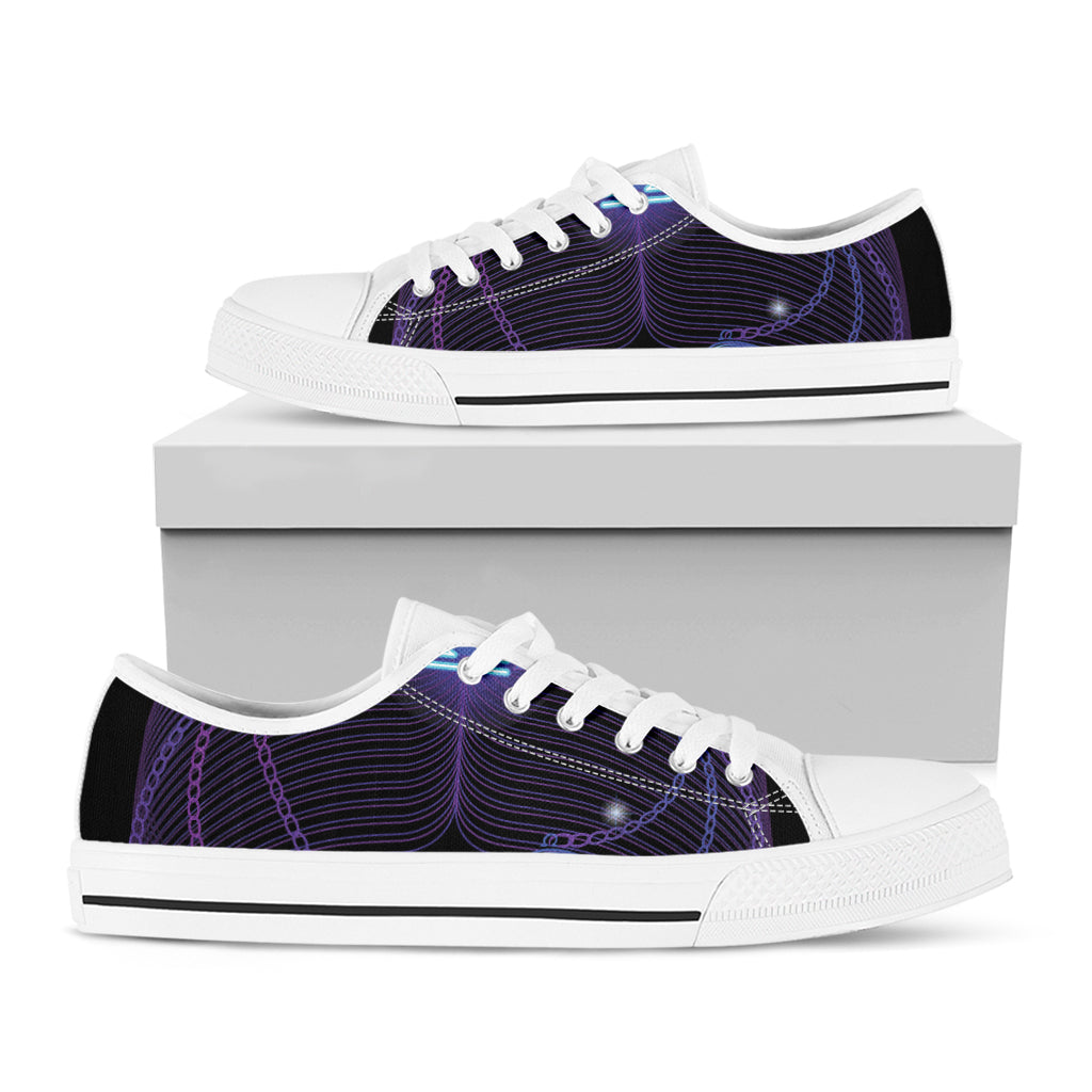 Dark Libra Zodiac Sign Print White Low Top Shoes