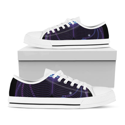 Dark Libra Zodiac Sign Print White Low Top Shoes