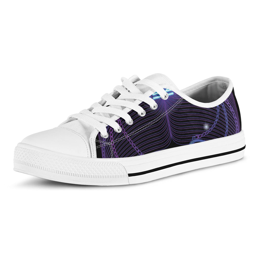 Dark Libra Zodiac Sign Print White Low Top Shoes