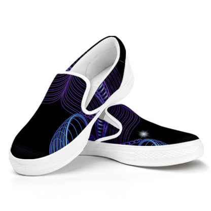 Dark Libra Zodiac Sign Print White Slip On Shoes
