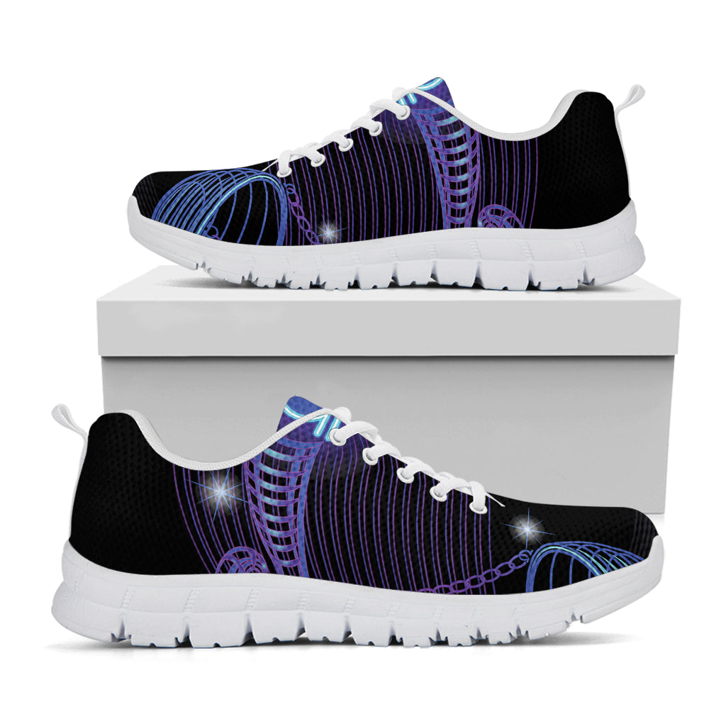 Dark Libra Zodiac Sign Print White Sneakers