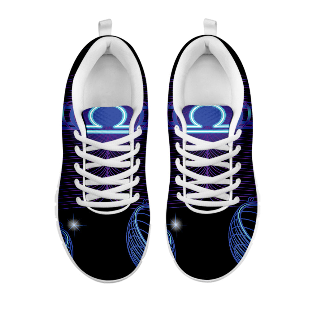 Dark Libra Zodiac Sign Print White Sneakers