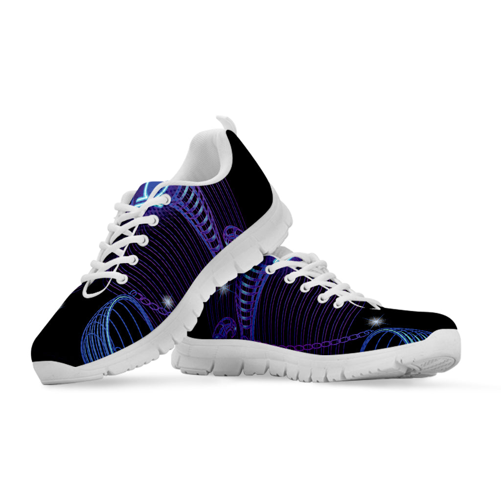 Dark Libra Zodiac Sign Print White Sneakers