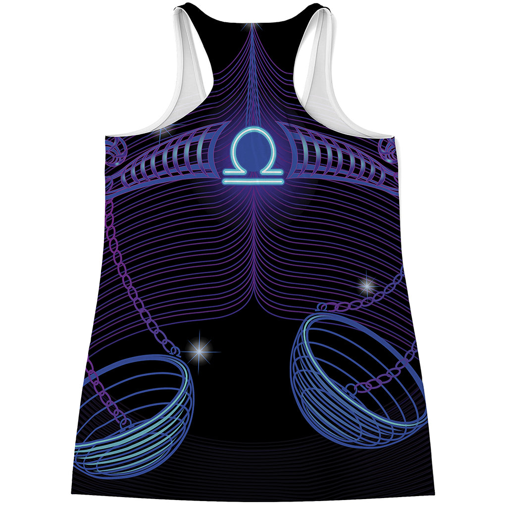 Dark Libra Zodiac Sign Print Women's Racerback Tank Top