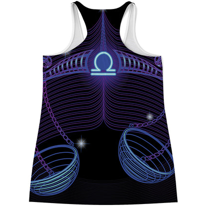 Dark Libra Zodiac Sign Print Women's Racerback Tank Top