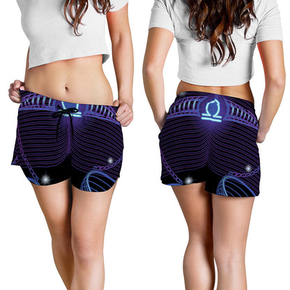 Dark Libra Zodiac Sign Print Women's Shorts