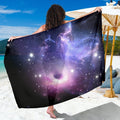 Dark Light Purple Galaxy Space Print Beach Sarong Wrap