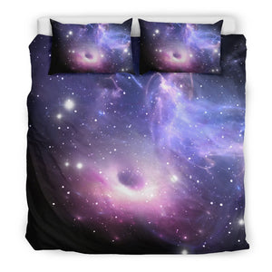 Dark Light Purple Galaxy Space Print Duvet Cover Bedding Set GearFrost