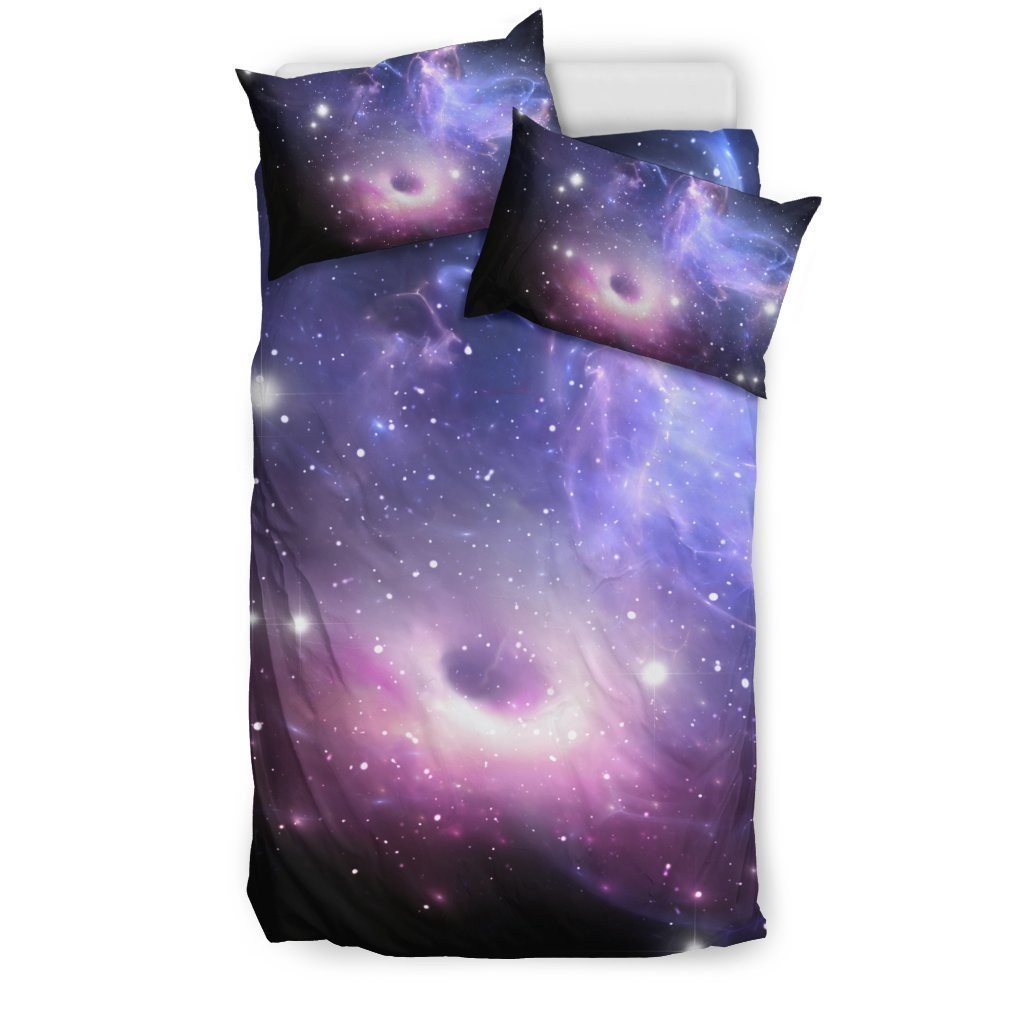 Dark Light Purple Galaxy Space Print Duvet Cover Bedding Set GearFrost