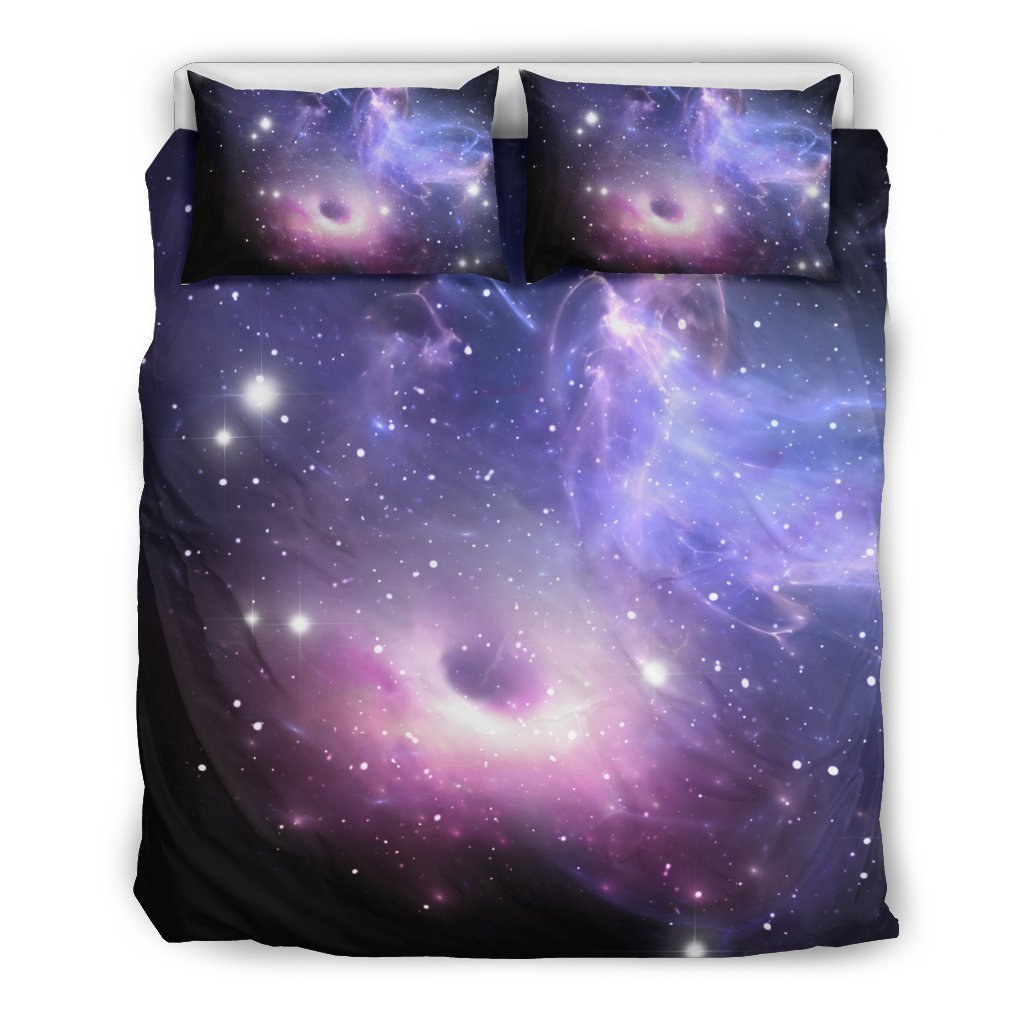 Dark Light Purple Galaxy Space Print Duvet Cover Bedding Set GearFrost