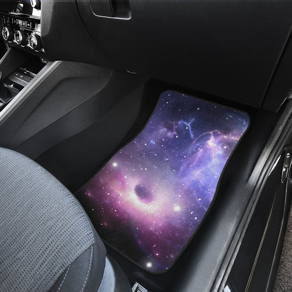 Dark Light Purple Galaxy Space Print Front and Back Car Floor Mats GearFrost